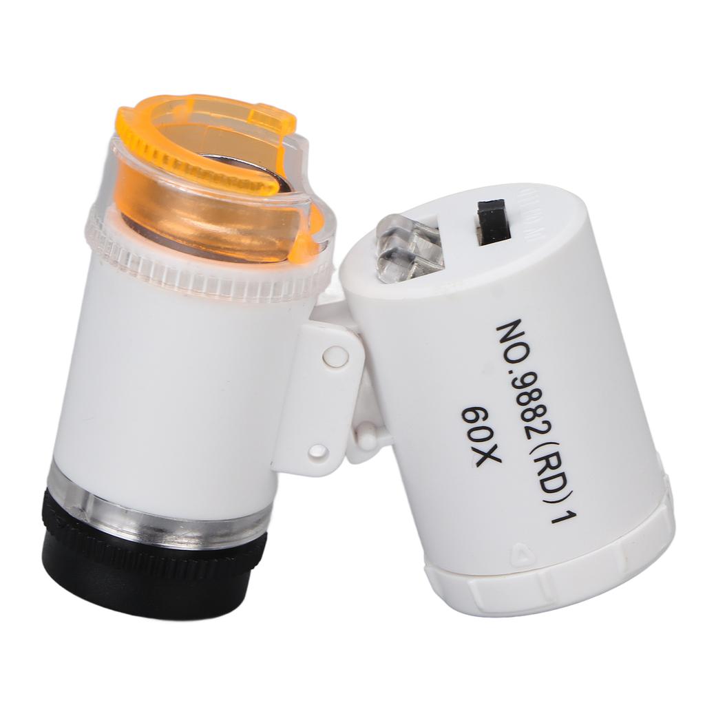 60X Mini Magnification Magnifier Portable Jewellery Cash Magnifier Detector LED Light Pocket MicroscopeWhite