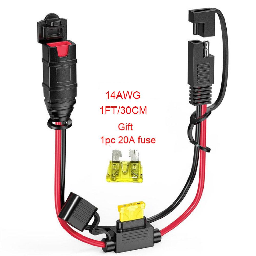 

NOCO Genius intelligent battery charger SAE extension cable, 20A fuse 14AWG heavy-duty waterproof plug SAE connector cable.