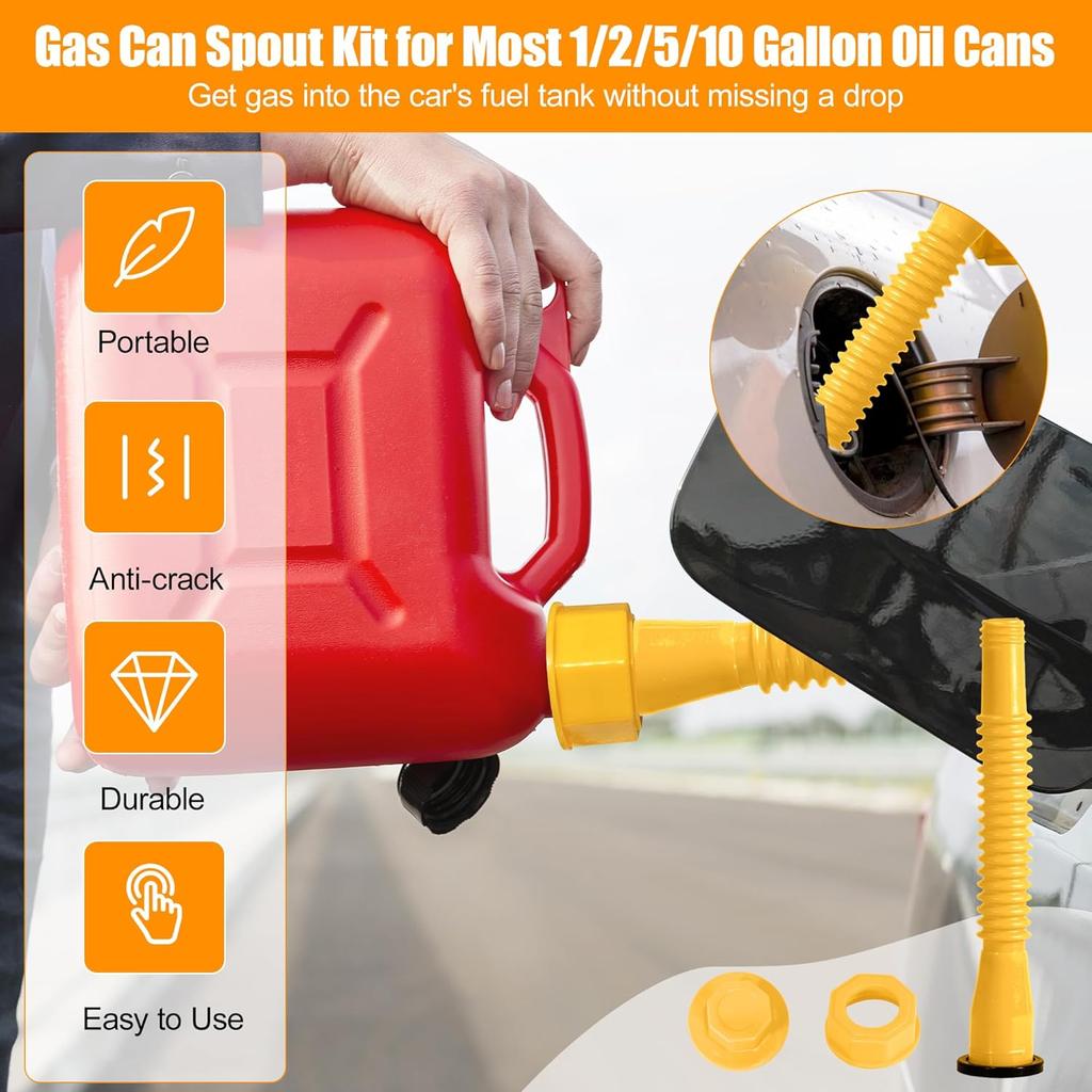 17 Pcs Automotive Funnel Set & Gas Can Spout Replacement, Funnels For Automotive And Kitchen Use,Plastic Long Neck Oil Funnel, Flexible Right Angle