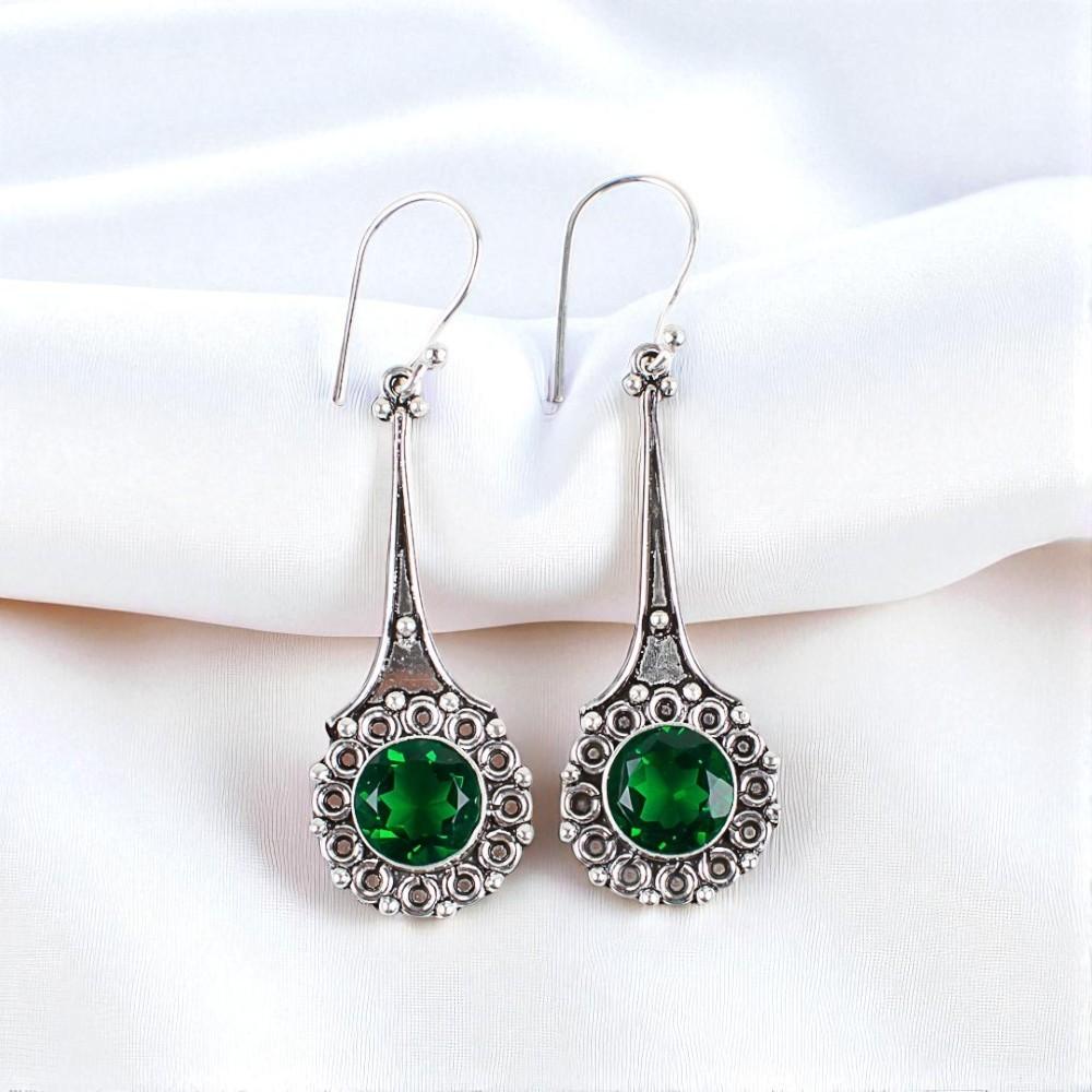 

Хромдиопсид Драгоценный камень 925 Стерлинговое серебро Ювелирные изделия Ручной работы Серьги 2,52 EE-77-1