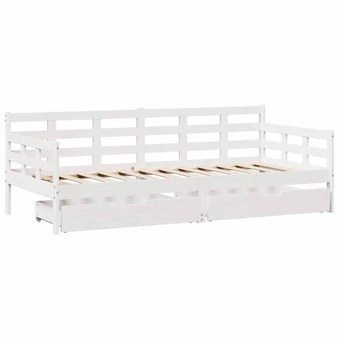 VidaXL Day Bed and Drawers Without Mattress White 90x200 Cm Solid Wood 3302139