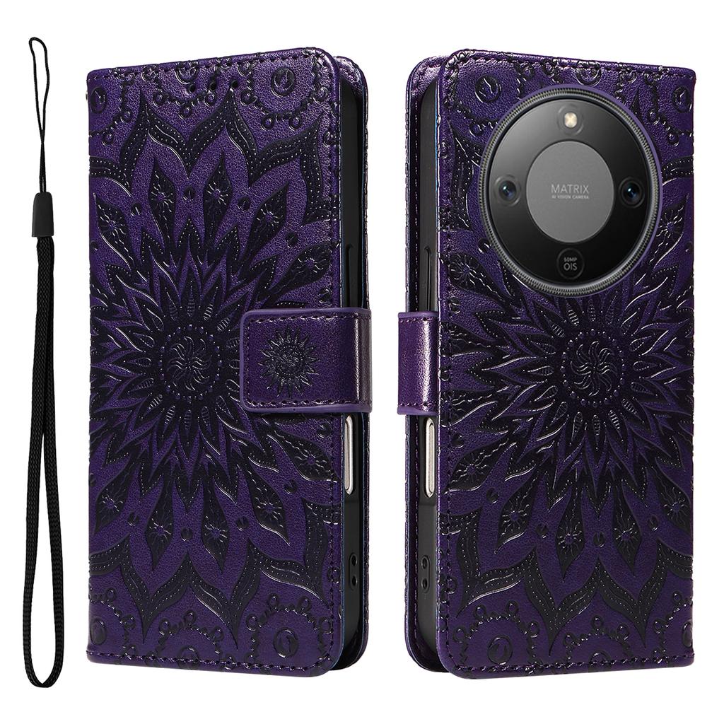 For Honor Magic8 Lite 5G/X9d 5G/X70 5G Leather Wallet Case Sunflower Imprinted Phone Cover