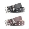 Double Eyelet Belt Women Punk PU Waist Adjustable Skirt Waistband for Cosplay