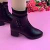Winter New Real Soft Leather Slope Sole Velvet Shoes Rubber Non-slip Wear-resistant Soft-soled Women's Boots