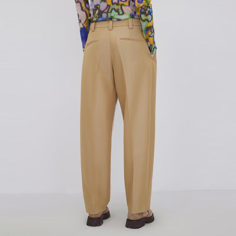 LESS Women's Lamb Wool Blend Straight-Leg Trousers