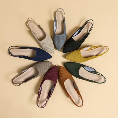 Slingback Flats for Women Pointed Toe Comfortable Knitted Work Walking Office Flat Shoes Women's Ballet Flats Shoes Non-Slip Wedding Dressy Shoes