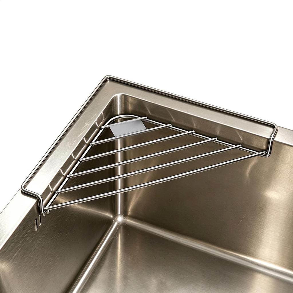 Triangle Dish Drying Rack Kitchen Sink Organizer Corner Over the Sink Sponge Rag Holder Foldable Stainless Steel Drainer