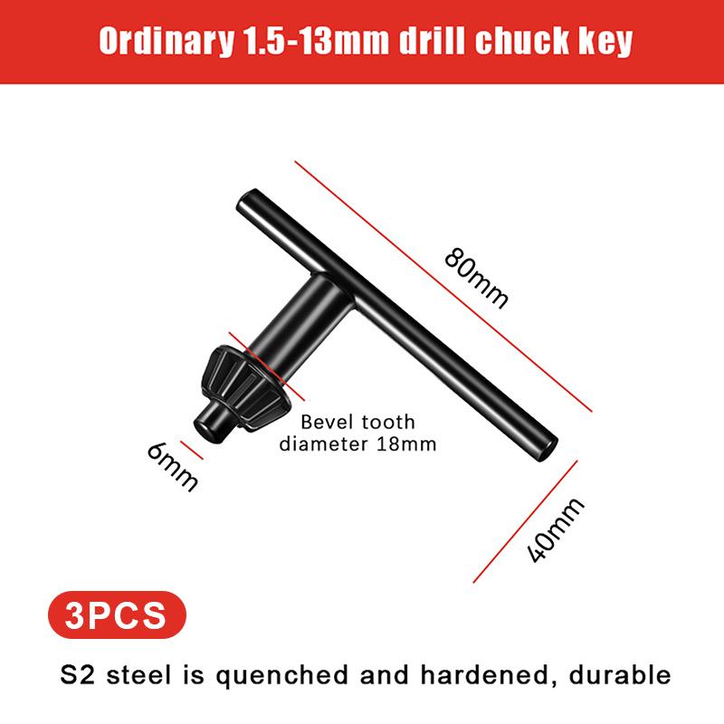 3Pcs Hand Electric Drill Chuck Wrench 10/13/16Mm Drill Bit Clip Disassembly Assembly Key Driver Rotating Tools
