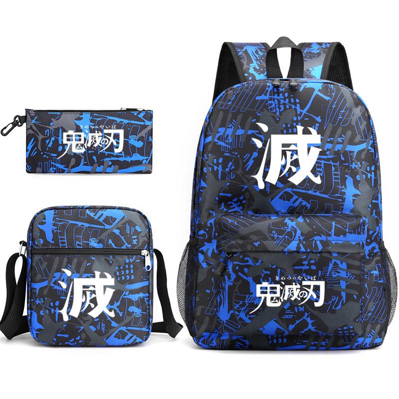 Anime Ghost Destroyer Blade Three-piece School Bag Small Shoulder Pencil Bag Primary and Secondary School Students Backpack