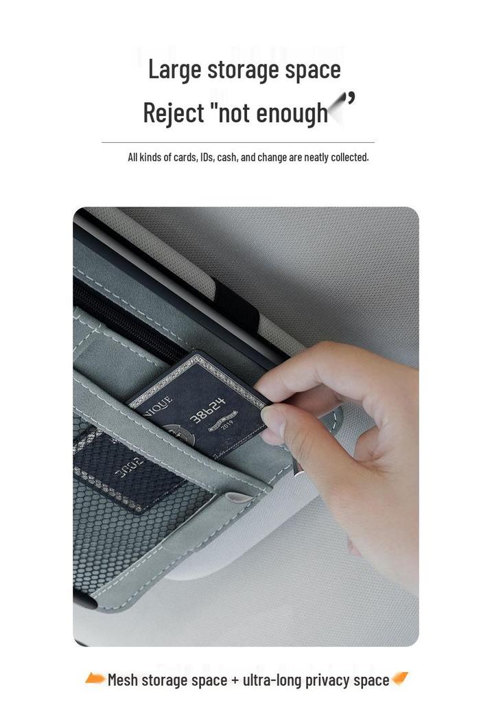 Multi-functional Car Sun Visor Organizer: Glasses Case, Sunglasses Clip, Card Holder, Storage Bag