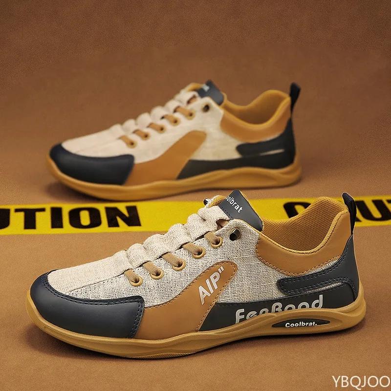 Summer Classic New Casual Breathable One Step Men's Board Shoes Lightweight Anti slip Canvas Splicing Running Shoes Designer Men