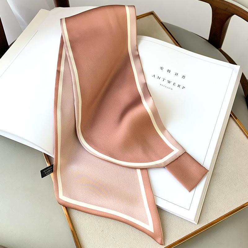 Women Skinny Neck Scarf Shawls Wraps Black Pink Small Office Hairband Neckerchief Foulard Scarves Ladies