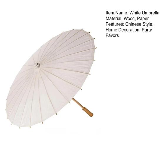 60/80CM DIY Hand-Painting Paper Umbrella Chinese Style Decorative White Oil-paper Umbrella with Wooden Handle Kids Coloring Oriental Umbrella Crafts