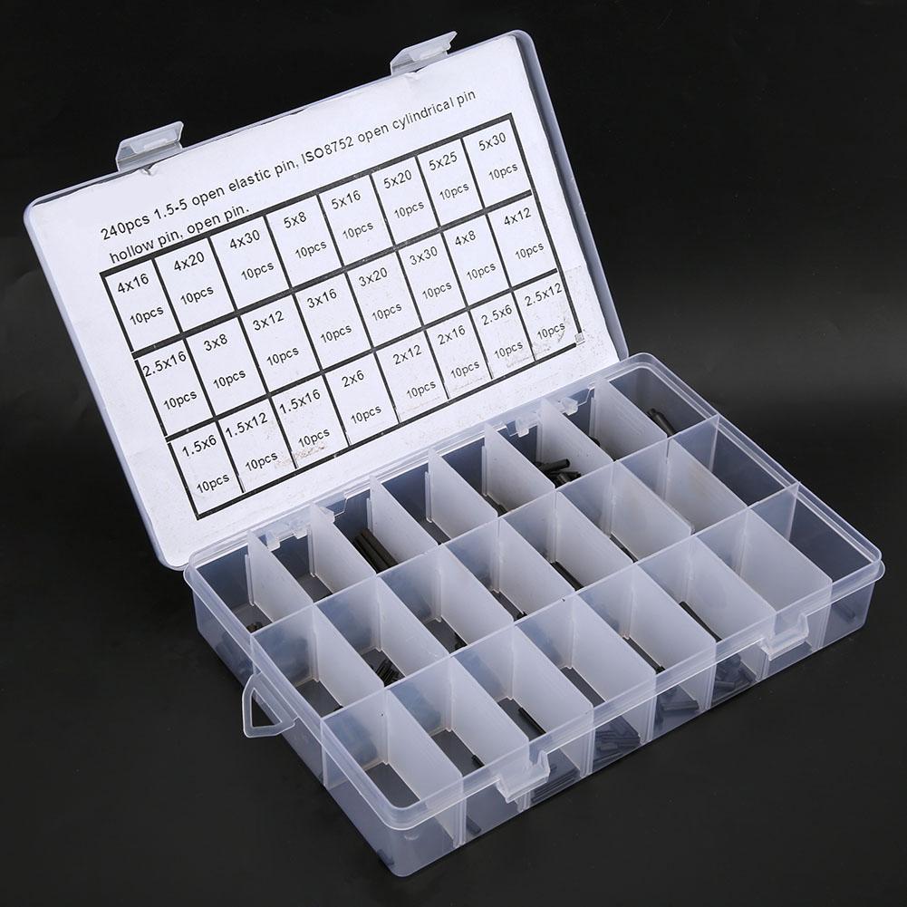 240Pcs Elastic Cylindrical Pin Carbon Steel Hollow Positioning Auxiliary Parts 1.55