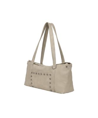 Pasion Flat Stud Shoulder Bag_Beige