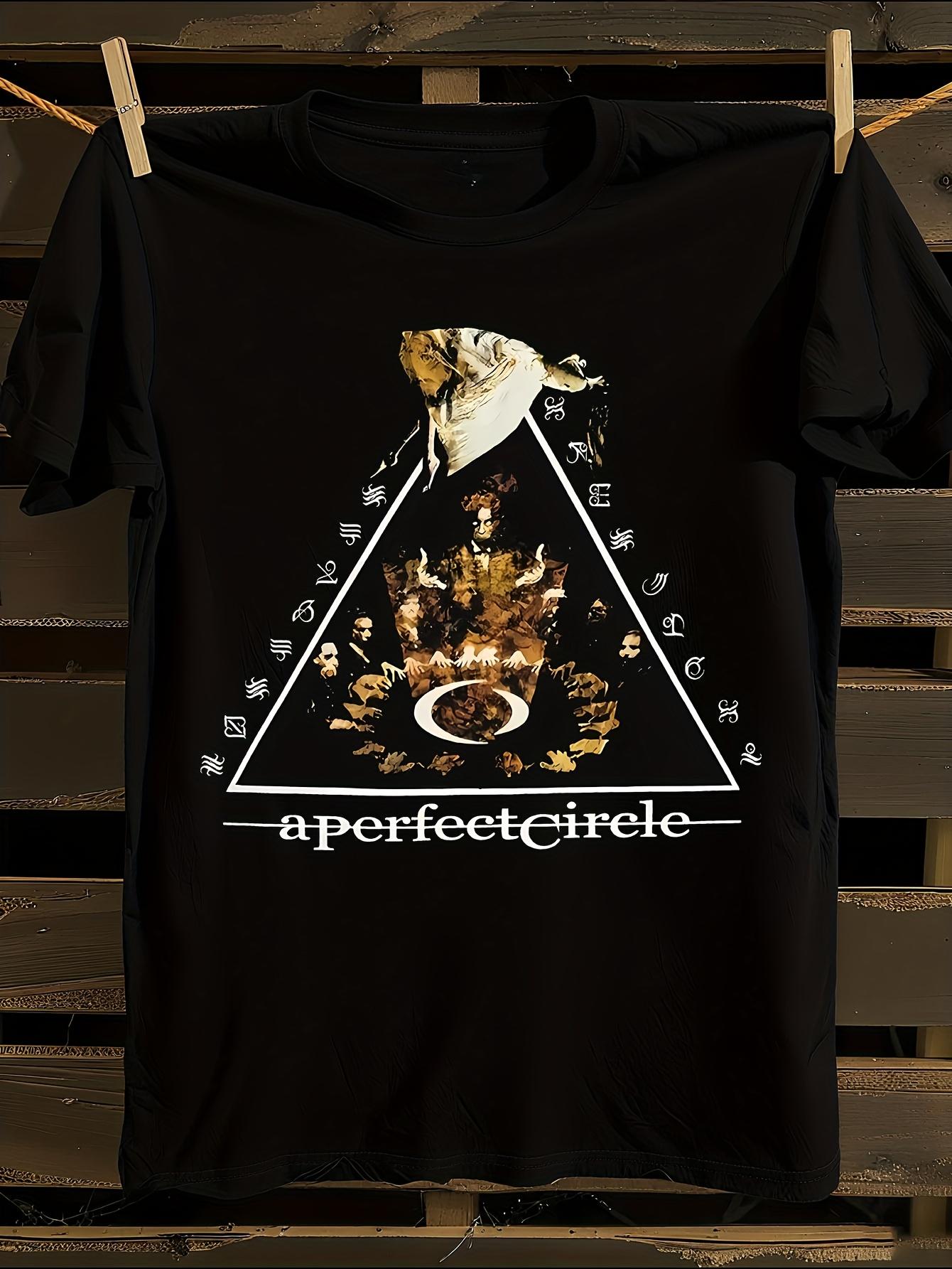 

Perfect Circle Plus Size Black T-Shirt Mens Tshirt Womens Tshirts with Letters Print Short Sleeves T-Shirt Casual Street Tee Shirt Top XXL