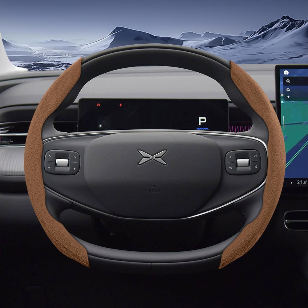 bpzsw1 Suitable for Xpeng Sports Suede Steering Wheel Cover, Split Snap-On Style, Non-Slip and Durable, for Models Such as G6, G9, P7, P7+, X9, G3,