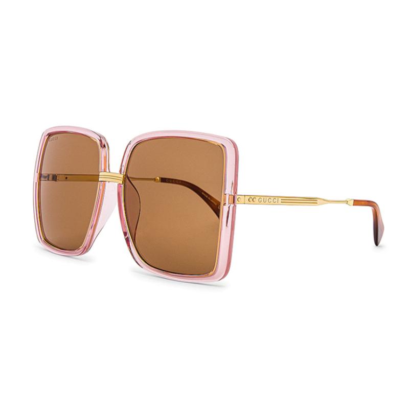 

GUCCI Transparent Large Frame Face Show Small Fashion Vintage Square Frame Square Sunglasses Women s коричневый