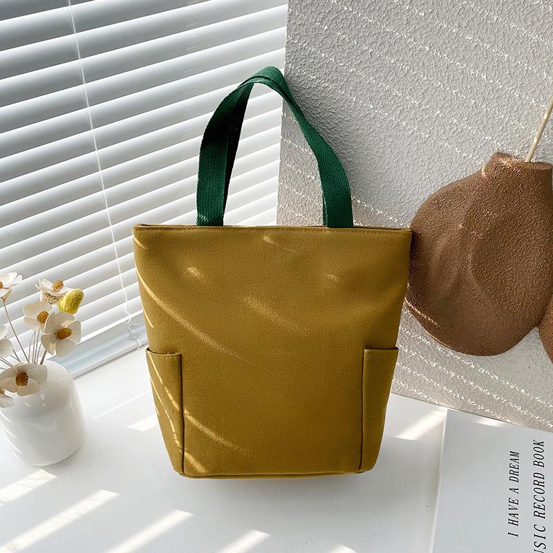 Handbag Bucket Canvas Bag New Fashion Bento Small Square Bag Blank Solid Color Cloth Bag