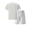 Men's Solid Color Jacquard Round Neck T-shirt and Shorts Sports Set - Spring