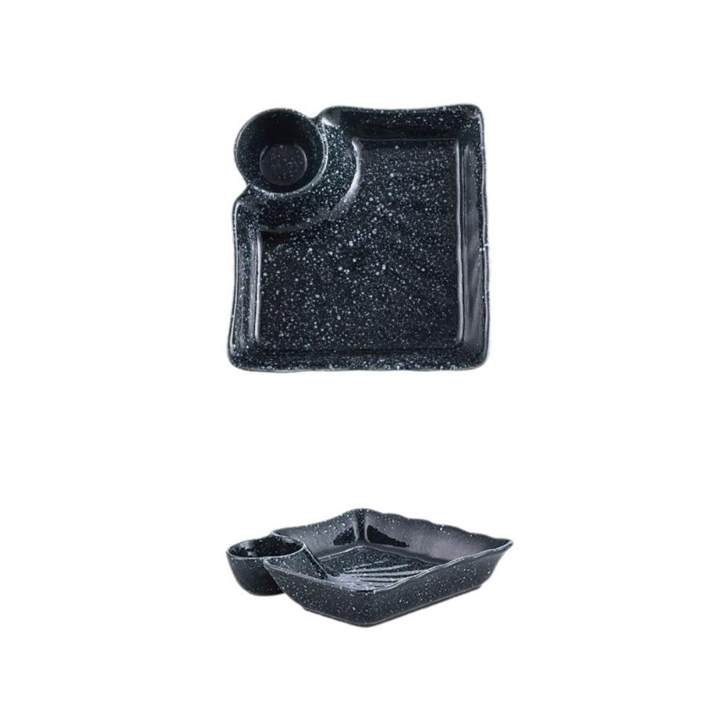 Square Divided Sushi Dish Japanese-style Ceramic Small Dish Convenient Dumpling Plate Home Style B
