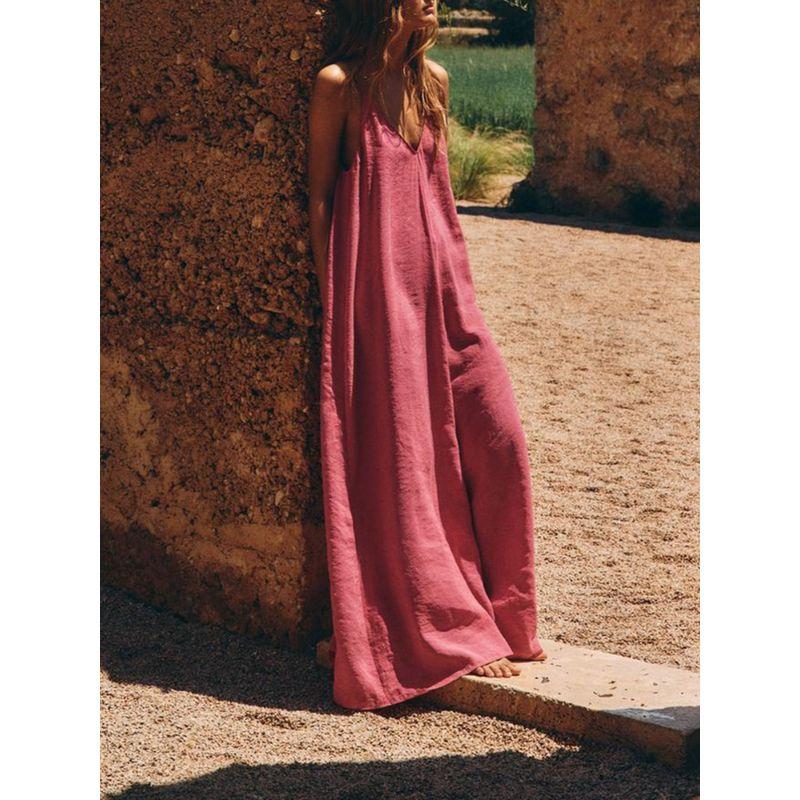 Za2024 Summer New Product Women's Clothes Sexy V-neck Strap Loose Vertical Midi Skirt Dress 3545796 626