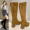 Condensed grass thin high heels women's thick heels thin boots autumn and winter but knee boots long boots knight boots pointed