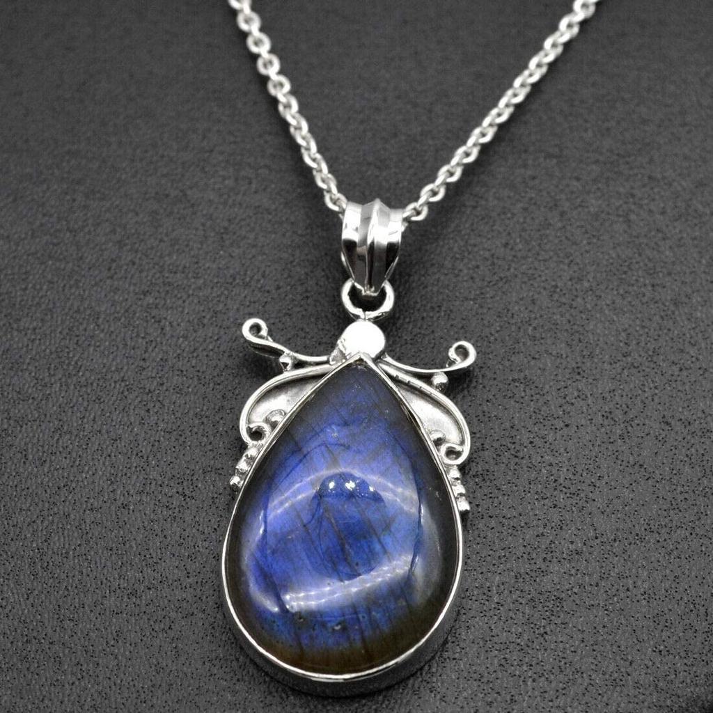 Labradorite Necklace, 925 Sterling Silver, Designer Necklace, Wedding Gift, Party Necklace, Handmade Jewelry, Boho Necklace
