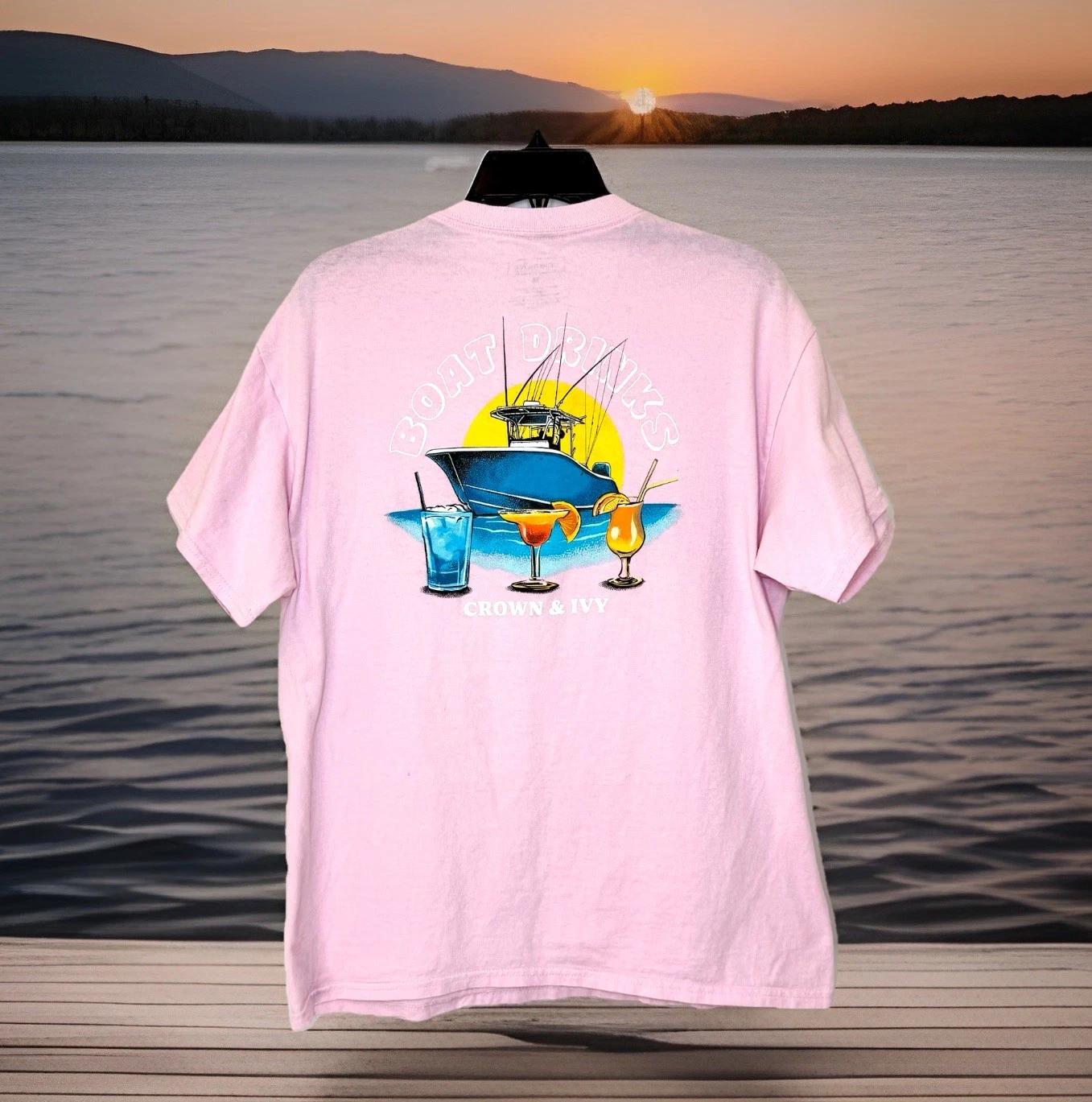 

Crown & Ivy Women s Graphic Tee “Boat Drinks” Mauve Color Size Medium S