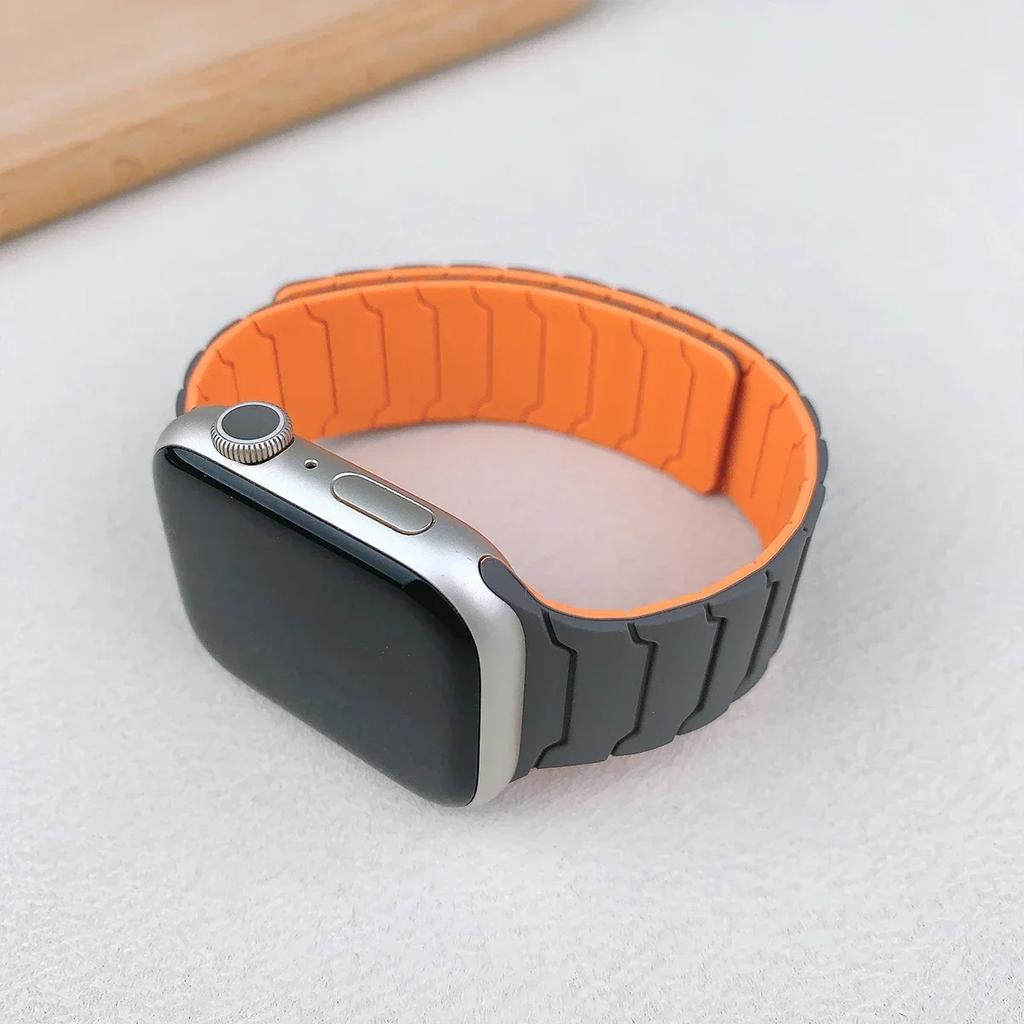 Magnetic Silicone Strap For Apple Watch Ultra 3 2 49mm Band 45mm 44mm 41mm 40mm 38 Bracelet Iwatch Series 11 10 42 46mm 987654SE