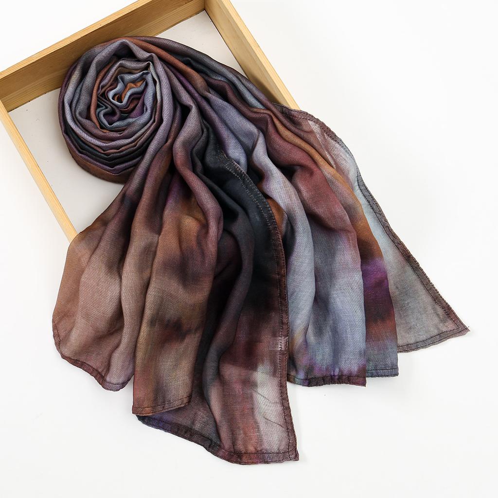 Fashion Printed Watercolor Modal Hijab Scarf For Woman Muslim Digital Printing Shawls Turban Ramadan Headscarf Scarves 170*70Cm