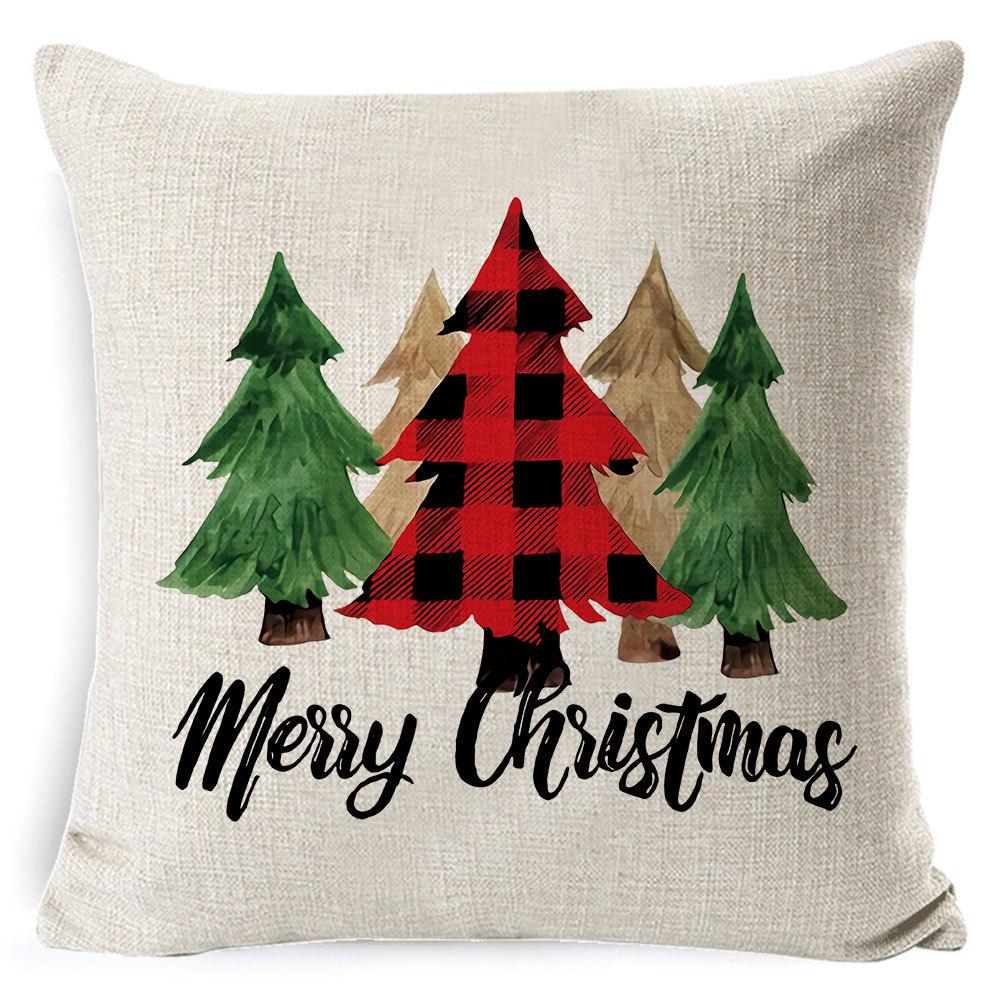 Christmas Celebration Pillow Elk Snowman Festive Cushion Cover Red Sofa Back Cushion Pillow Cover