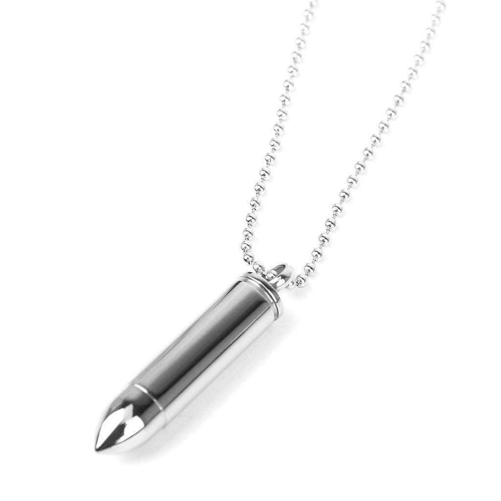 Stainless Steel Bullet Pendant Necklace 