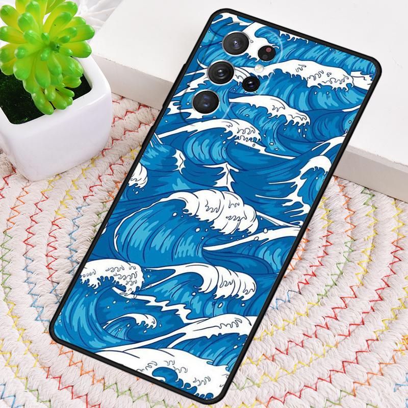 Japanese Wave Art Silicone Phone Case For Samsung Galaxy Note 10 Pro S26 S25 S24 S23 S22 S21 Plus S25Ultra Capa Cover