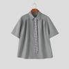 INCERUN Oversized Men Tie Neck Short Sleeve Button Up Casual Loose Shirts Tops