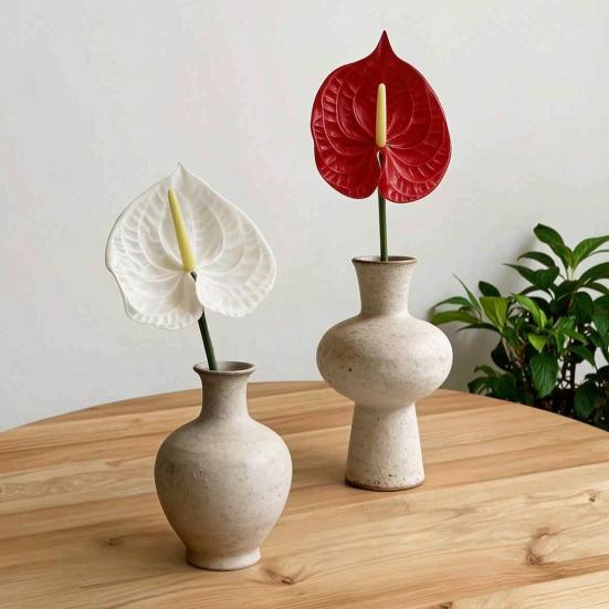 26" Real Touch Anthuriums Plant Artificial Tropical Flower with Long Stem Faux Floral Arrangement for DIY Vase Table Centerpiece Home Office Wedding