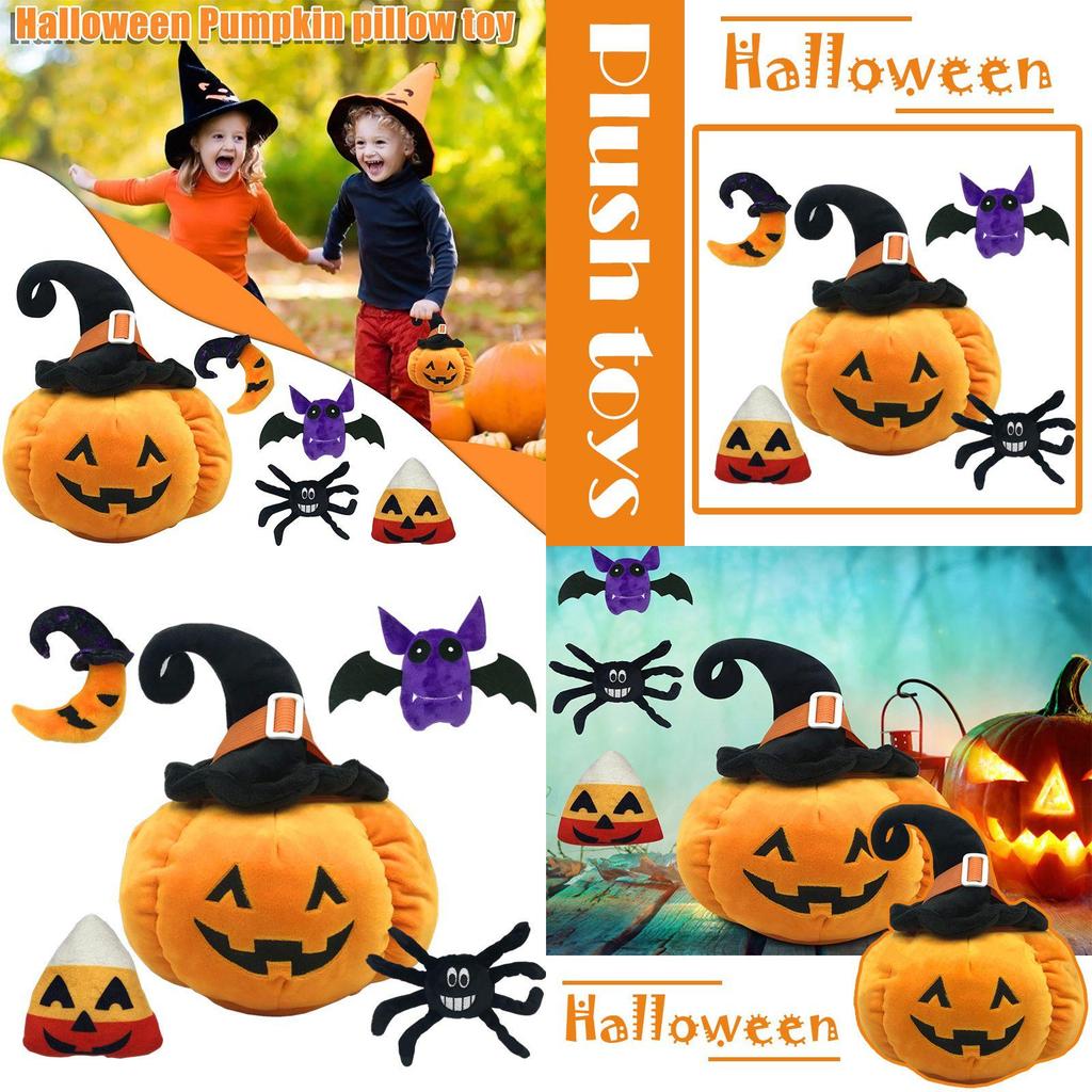 Halloween Pumpkin Plush Toy Sofa Throw Pillowcase Home Decor Bat Spider Rice Ball