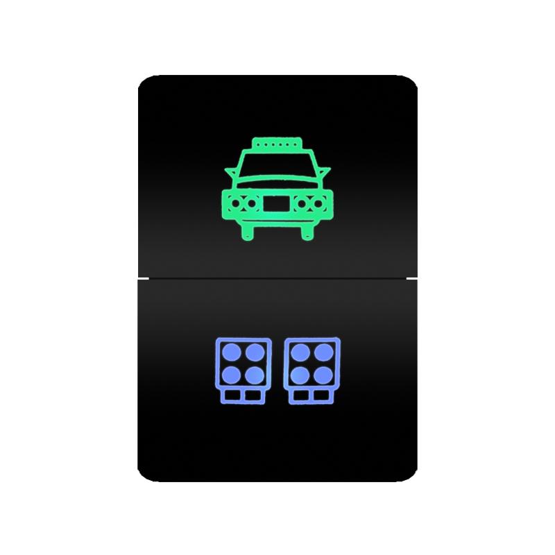 12V Green Blue Light Dual Button Switch ON OFF /Momentary Push Switch For Toyota 4Runner FJ Cruiser Landcruiser Camry RAV4 Prado Relays 5
