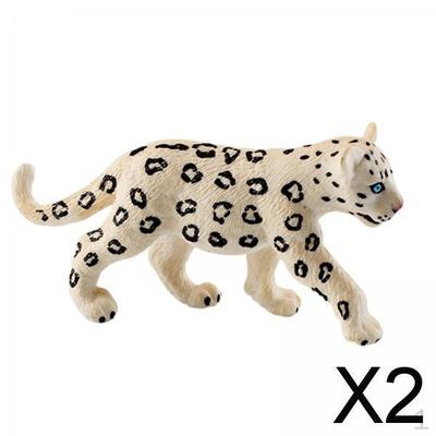 2x Leopard Figurine Playset Model Ages 3+ Boys Girls Wildlife Animal Statue for Christmas Present