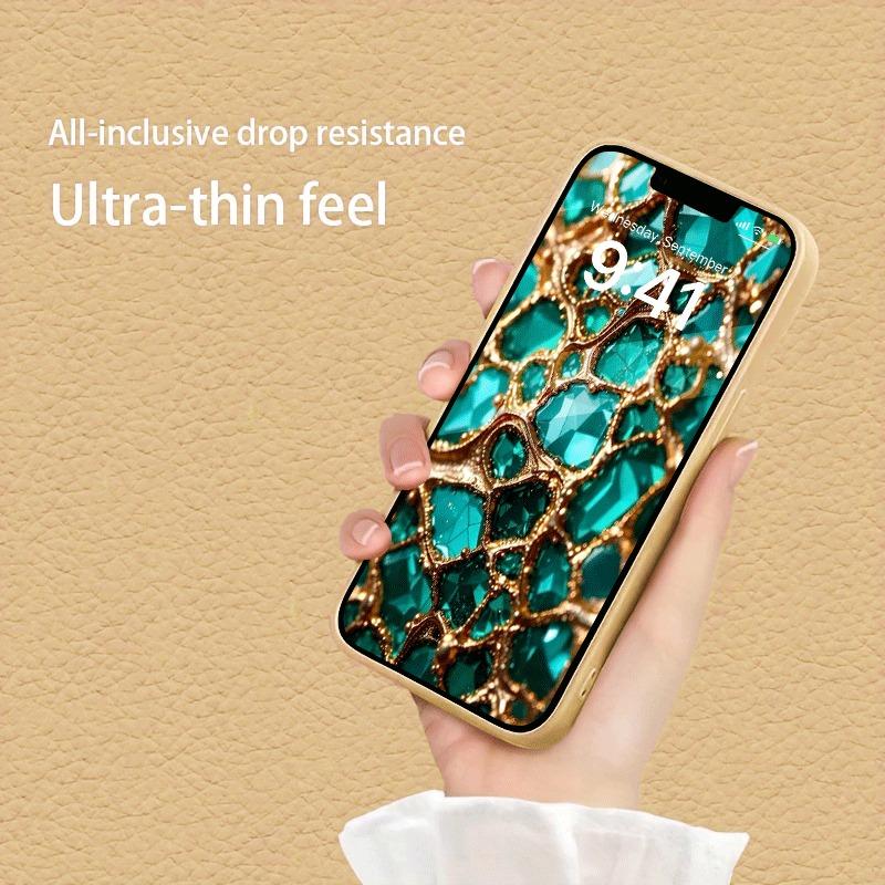 Kreatives Jade-Gold-Muster Gold-Metallic-Lack Glas-Handyhülle Für iPhone 11 12 13 14 15 16 17 Pro Max 14 Plus 17Air 16E Hülle