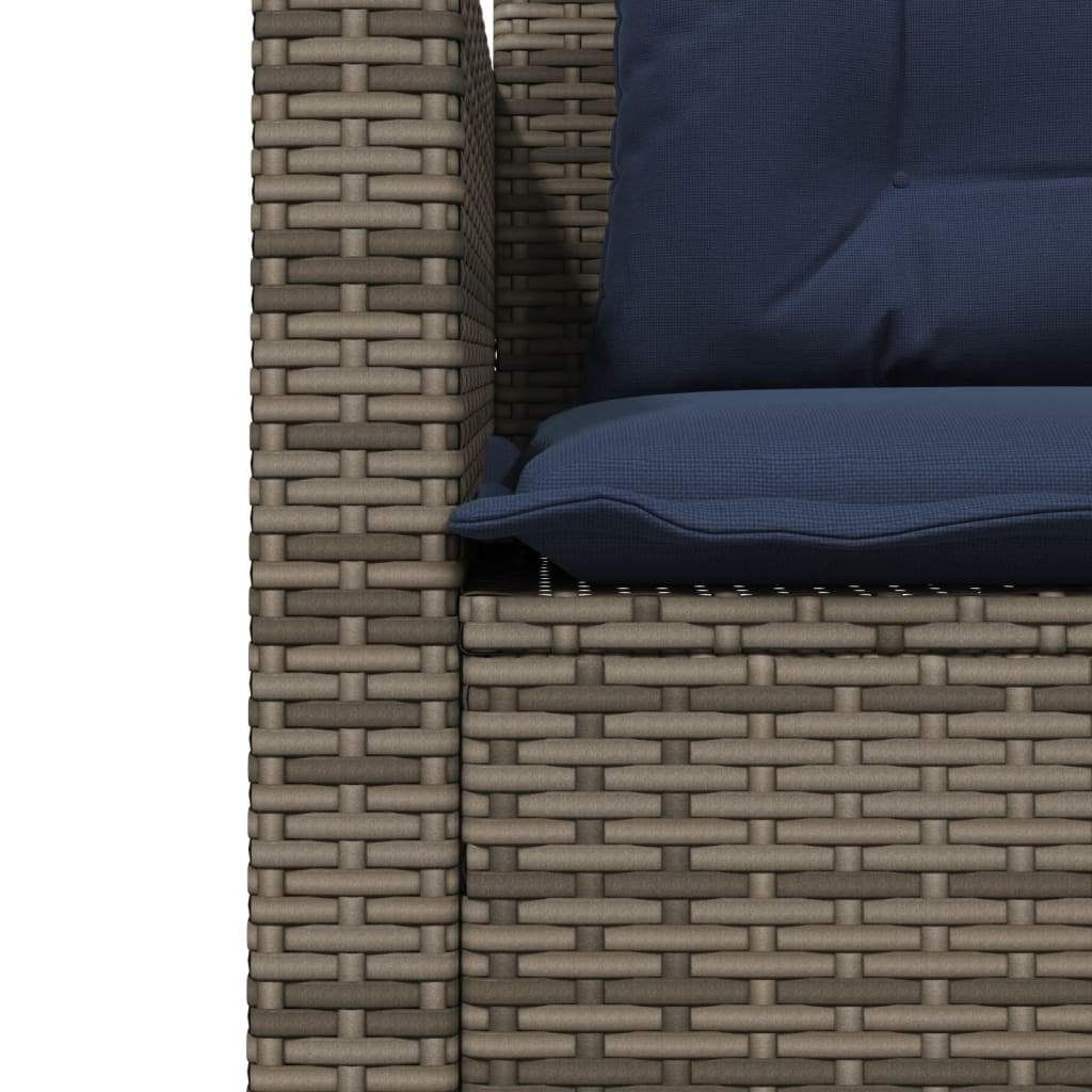 L shaped garden sofa with table and cushions grey polyrattan