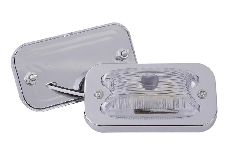 LED 24V Square Side Marker Lamp, Set of 10 Open Front Glass Lens Lights