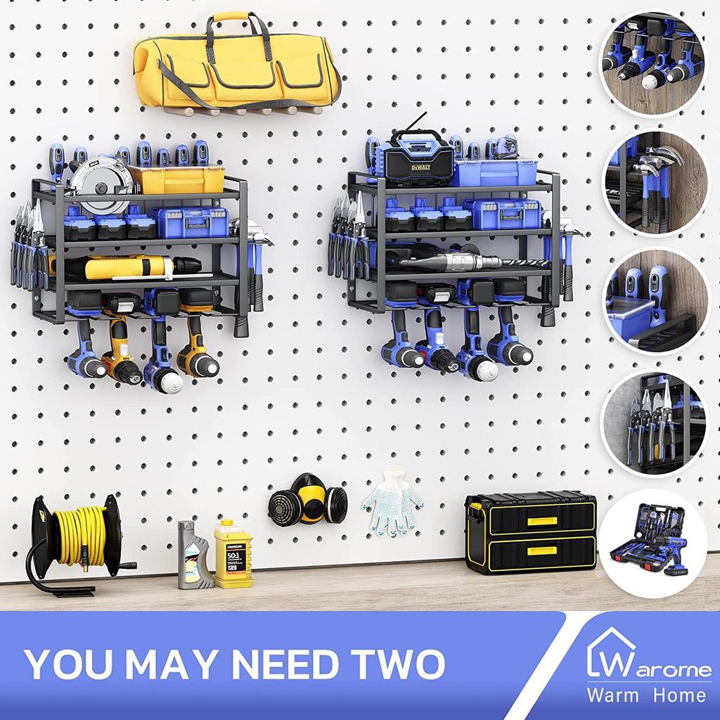 3/4 Layers Wall Mounted Electric Tool Storage Rack Heavy-duty Floating Tool Rack Handheld Electric Drill Metal Storage Rack