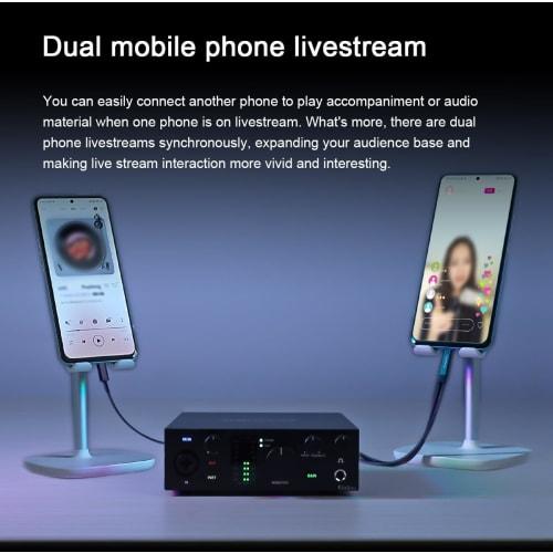 TOPPING Professional E1X2 OTG 1-in/2-out Audio Interface, Audio Mixer for Streaming, DTM, Mixing, Music Production, Singing, and More. USB Type-C Moni