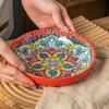 Bohemian Ceramic Plate Home Creative Western Food Fruit High-rimmed Round High-value Oven Microwave Applicable
