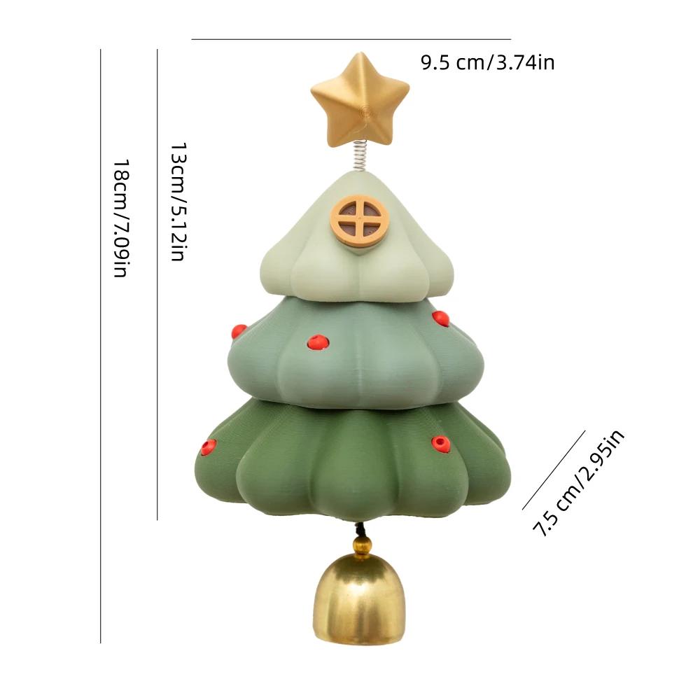 Cute Creative Christmas Tree Cottage Fridge Magnetic Decal with Bell for Home Wall Door Office Whiteboards New Year Decor Gifts
