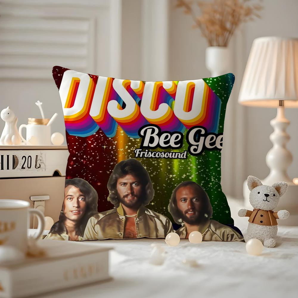 Bee Gees Cushion Cover Anti-dustmite Pillowcase Invisible Zipper Silky Short Plush Sofa Cushion Cover