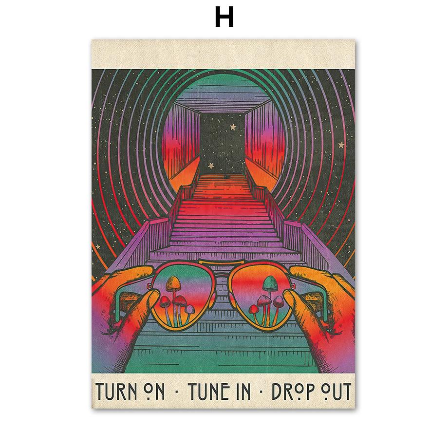 Psychedelic Eye Mushroom Rock Band Retro Boho Wandkunst Nordic Poster Leinwand Malerei Drucke Wandbilder für Wohnzimmer Dekor