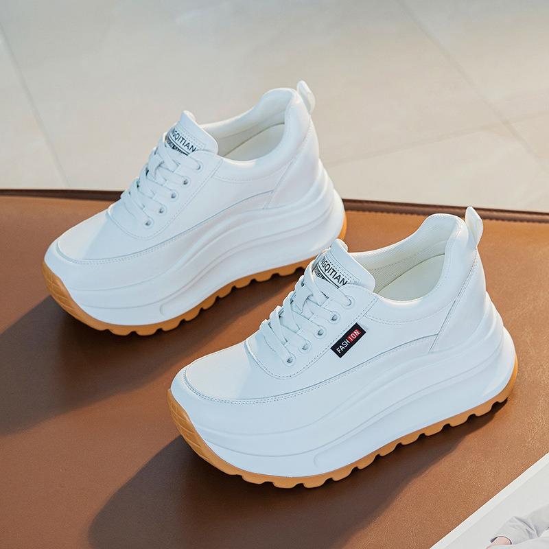 Inner heightening women's shoes, new spring and autumn single shoes, small muffin shoes, thick-soled wedge heels, small white shoes, casual shoes tide