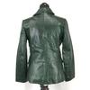 COCKERELL HOUSE Cow Leather Tailored Jacket Women M Olive Dark Green Biker Style(USED)